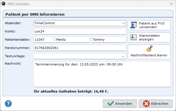 TimeControl Startansicht